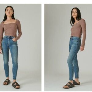 Lucky HighRise Skinny “Bridgette” raw hem jeans 24